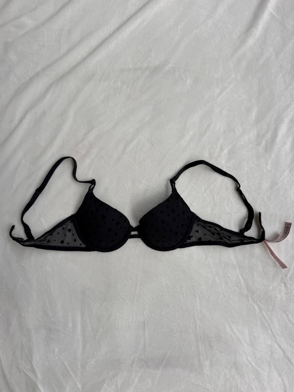 Victoria’s Secret Sheer Black Hearts Lined Demi Bra 34B